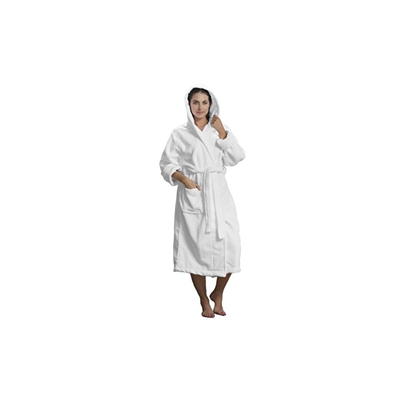 BY LORA Women's Shower Unisex Hooded Bathrobe Towels, Small Medium,