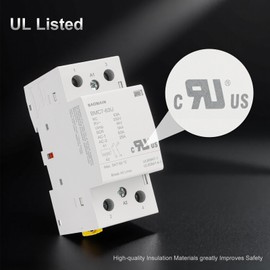 Baomain 2NO AC/DC Household Contactors, 63A 2P Modular Contactor, 2 Poles Normally Open, DIN Rail Mount, UL Listed (BMC7-63U_2P AC/DC 120V)