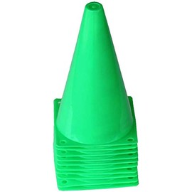 Boje Sport Set of 10 marker cones, 23 cm, green, for football training, training aids, traffic cones, for children, sports, inline skating, equestrian and athletics