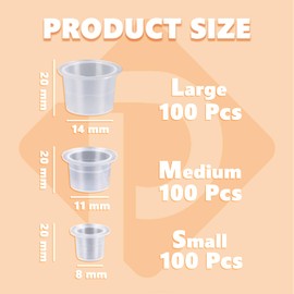 Pack of 300 Tattoo Ink Cap Cups with 2 Tattoo Ink Cup Holders - PEPAX SML Tattoo Pigment Cap Cups Mixed Size with Wide