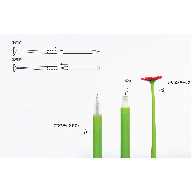 ZEUP BEAULEAF 920959 Water-Based Ballpoint Pen, Flower Pink