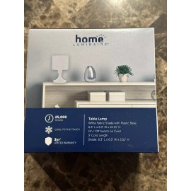 Home Luminaire Bedside Table Lamp with Shade - 6.3" L x 10.51"  W/ Bulb W White