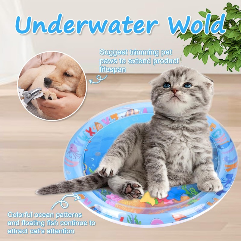 marhook Cat Water Mat Upgrade Thickened, Ocean-Themed Pet Cooling Mat