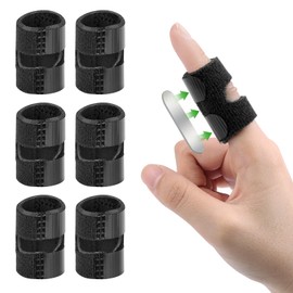 flintronic Finger Splint, Pack of 6 Adjustable Finger Support, Finger Smoother with Integrated Aluminium Support for Broken, Sprains, Arthritis, Tendinitis (Black)