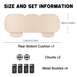 Beige Back Seat Cover, Rear Car Seat Cover for Cars Truck SUV,Seat Covers with Storage Pocket,Bottom Auto Seat Cushion Pad Mat for Most Vehicles-Beige,1 Pcs