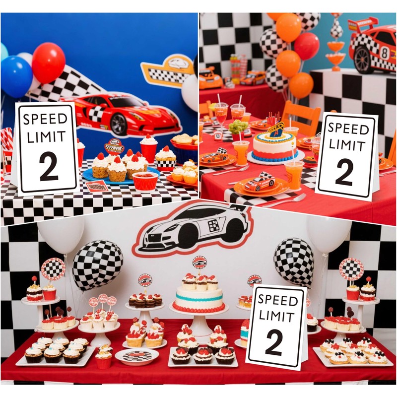Race Car Birthday Sign, Speed Limit 2, 8×11 Sign with