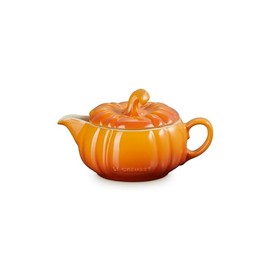 Le Creuset Stoneware Pumpkin Gravy Boat with Lid, 14 oz., Persimmon
