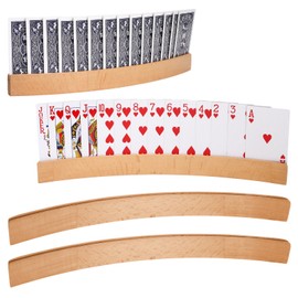Partideal Pack of 4 Children's Wooden Card Holders, 33 cm, Multifunctional Card Holder, Playing Cards, Hands-Free Playing Card Holder Made of Wood for Children, Seniors, Adults