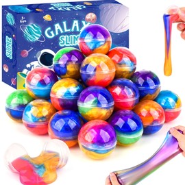 24 Pack Galaxy Slime Balls –Valentine Slime Party Favors, Non-Sticky, Soft Slime Kit for Classroom Prizes, Christmas Stocking Stuffers, Goodie Bag Stuffers,Easter Basket Stuffers for Kids