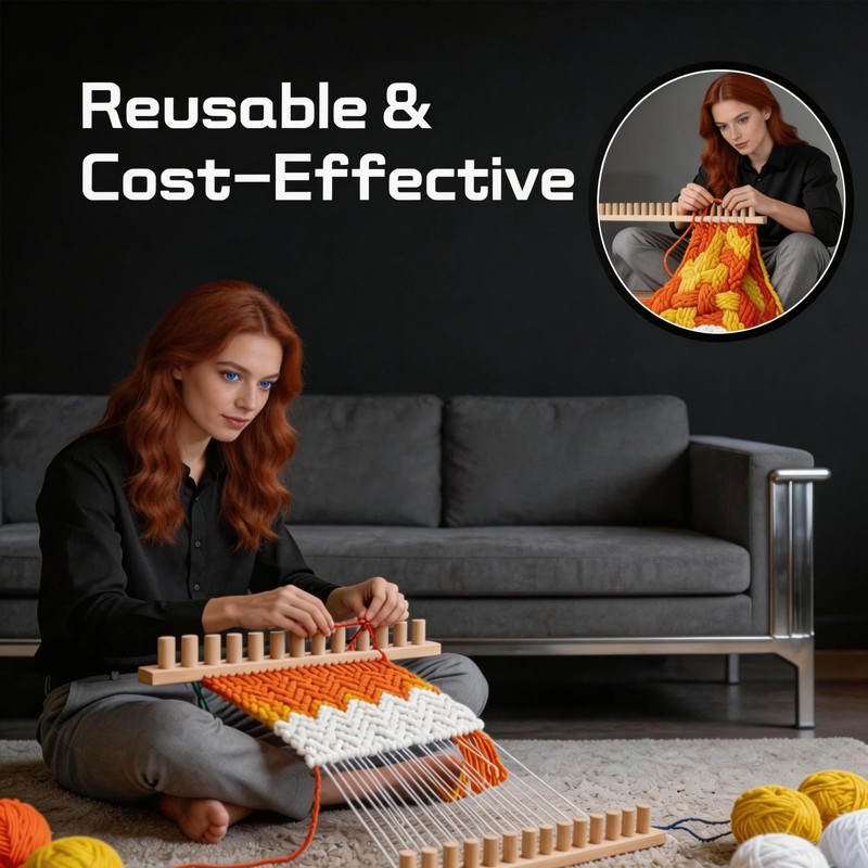 46 Inch Chunky Blanket Loom, Wooden Hand Knitting Loom for