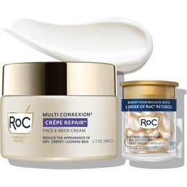 RoC Crepe Repair Anti Aging Daily Face Moisturizer & Neck Firming Cream (1.7 oz) + RoC Retinol Wrinkle Smoothing Capsules (7 CT), Skin Care Treatment