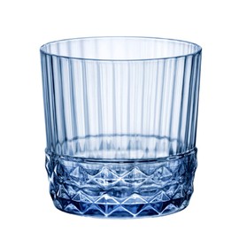 Bormioli Rocco America '20s Set Of 6 DOF Glasses, 12.5 Oz. Colored Crystal Glass, Sapphire Blue, Made in Italy