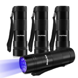 morpilot Black Light, UV Blacklight Flashlights 4 PCS 12 LEDs 395nm Mini UV Flashlight Detector for Pets Urine and Stains
