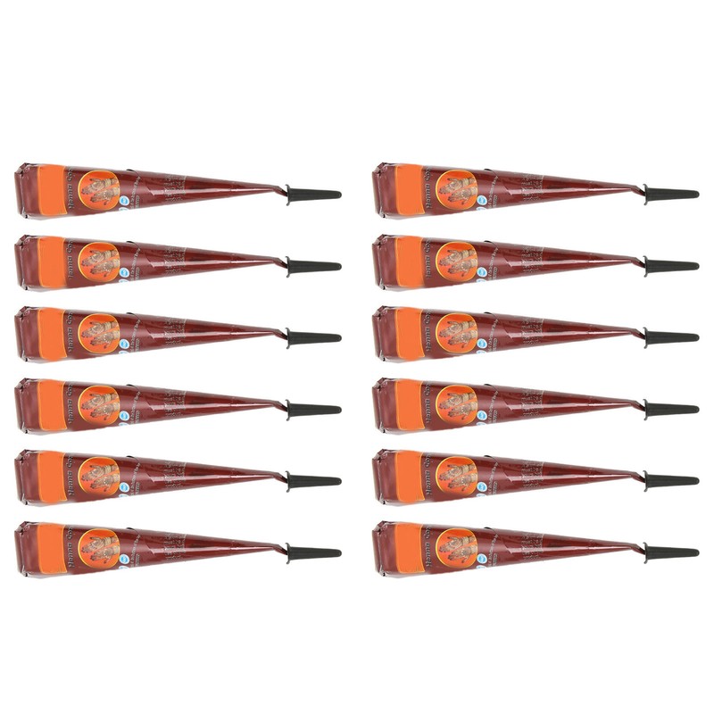 12PCS Temporary Tattoo Paste Cones Brown India Hand Painting Drawing