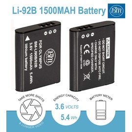 BM Premium 2 Pack of DB-110 Batteries and Charger for Ricoh GR III, GR IIIx, Theta X, WG-6, and G900 Digital Cameras