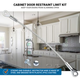 5 Pack Rok Hardware Cabinet Door Restraint Limit Kit, Door Stays, Reduces Restricts Opening Angle, Zinc Finish, Screws and Washers Included, R0006