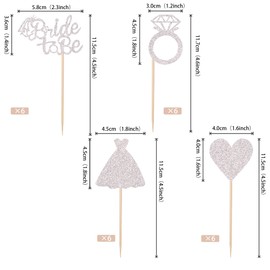 24 piezas de decoración para cupcakes con anillo de corazón, vestido de novia, despedida de soltera, para bodas, compromisos, despedidas de soltera, decoración de tartas, suministros de plata