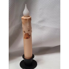 Unbranded Stencil On Hand Dipped Primitive 7 " Taper Candle with 6 Hour Timer - Honey Bees and Hive