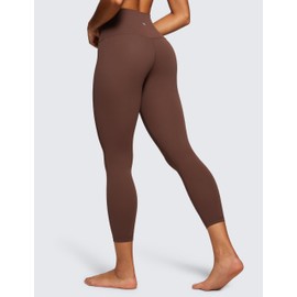 CRZ YOGA Butterluxe High Waisted Capris Workout Leggings for Women 23'' - Lounge Buttery Soft Yoga Pants Coffee Brown Large