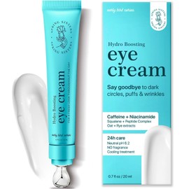 Under Eye Cream for Dark Circles and Puffiness - Caffeine Eye Cream Anti Aging Brightener With Niacinamide, Squalane, Peptide Complex, Korean Skin Care Formula - Massage Zinc Roller - Puffy Eyes