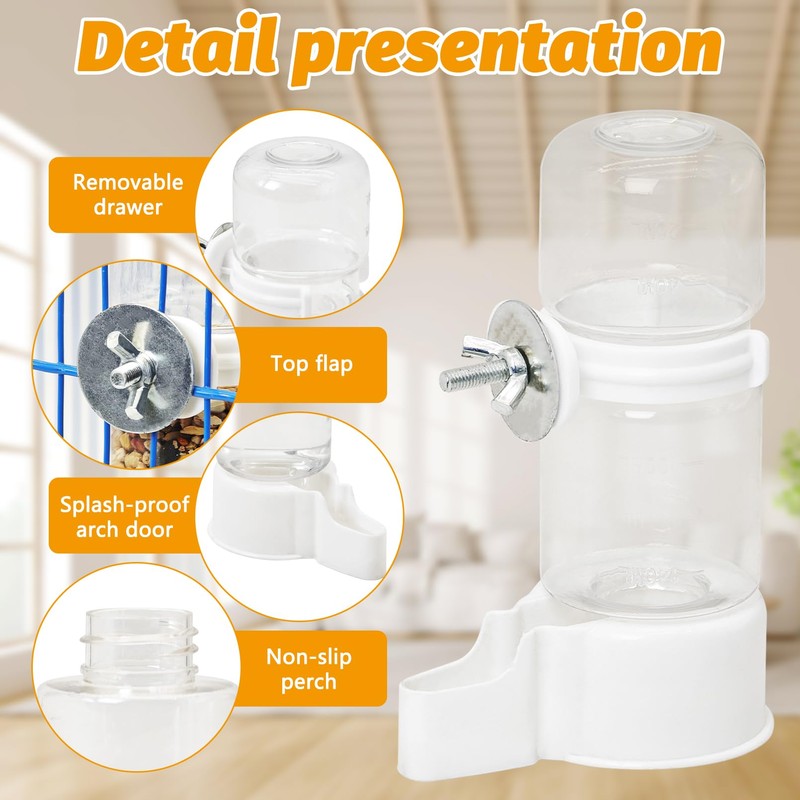 BNOSDM Automatic Bird Water Dispenser 2 Pcs No Mess Parrot