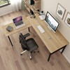 DlandHome L-Shaped Desk Large Corner Desk Folding Table Computer Desk