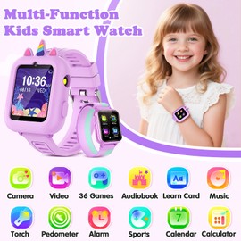 Smart Watch for Kids Girls Gift Age 3-12 with 39 Games Alarm Clock Camera Video Music Player Pedometer Flashlight 12/24 hr HD Touch Screen Kids Smart Watch Birthday Toys for 4 5 6 7 8 9 10 Year Olds