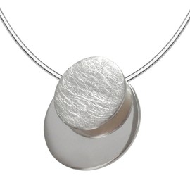 Vinani Adk50 Double Circle 50 Centimeters Silver Necklace With Pendant