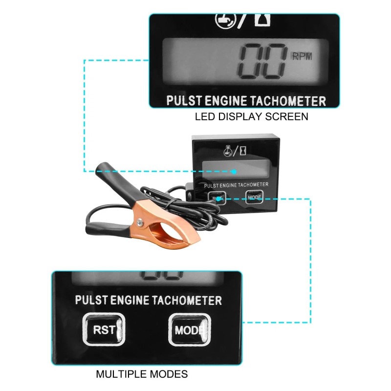 Augrex Small Engine Digital Inductive RPM Tachometer Tool Fit for