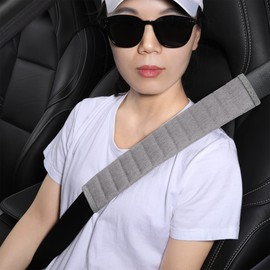 HighnessHwoo Car Seatbelt Covers Cushion Shoulder Pads Protector Sleeve for Adults, Auto Extra Long Seat Belt Strap Cover Decorations for Women, Kids, Honda, Trucks Accessories, 2Pcs, 10.5in, Gray
