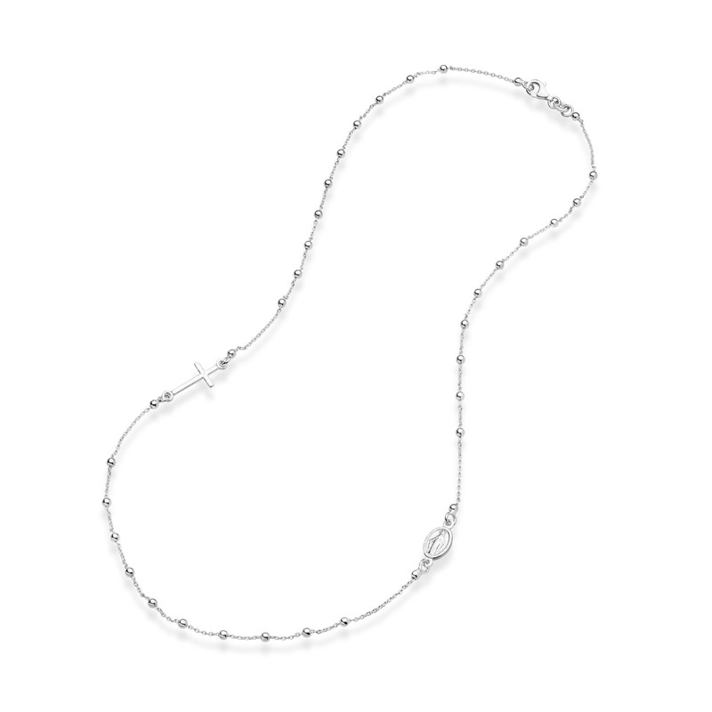 Miabella 925 Sterling Silver Italian Rosary Beaded Sideways Cross Dainty