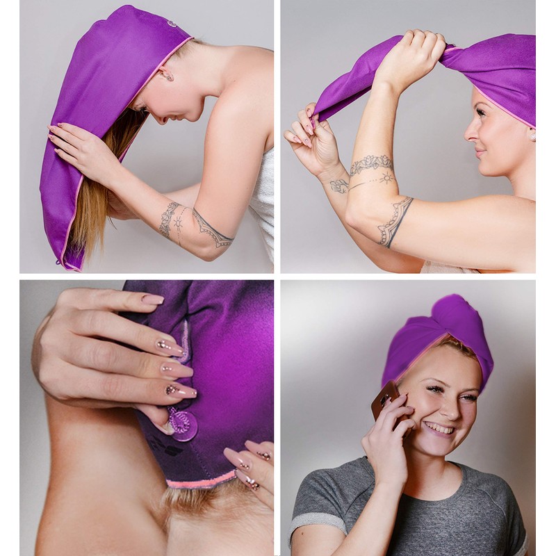 Microfibre Hair Turban Set - 2 Pieces, Absorbent and Quick-Drying