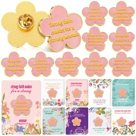 80 Pcs/40 Set Christian Lapel Pins Woman of Faith Gifts Mini Bible Enamel Pins Bulk Cross Brooch Pin for Woman Mom Gifts Bulk Church Party Favors Jesus Catholic for Welcome Bag Backpack(Flower)
