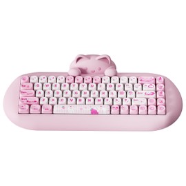 YUNZII C68 Wireless Mechanical Keyboard,65% Layout,Hot Swap,Triple Mode BT5.0/2.4G/Wired, RGB Backlit NKRO,Cute Cat Silicone Ergonomic Design for Win/Mac(Pink, Cocoa Cream V2 Switch)