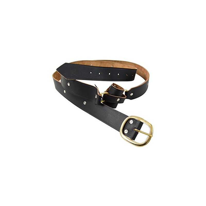 Armorvenue: Black Leather Double Wrap Sword Belt Black X-Large
