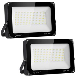 Onforu 150W LED Flood Light Outdoor, 15000LM Super Bright Security Light, IP66 Waterproof Outdoor Floodlight, 2 Pack 5000K Daylight White LED Exterior Light for Basketball Court, Stadium, Playground