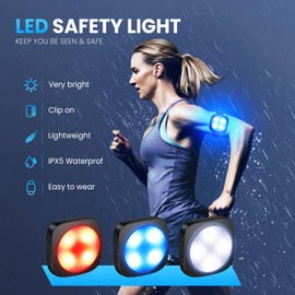 LED Safety Light with 130dB Loud Alarm, Clip on Strobe Running Lights for Runners, USB-C Running Light with 3 Adjustable Bands, High Visibility Reflective Running Gear for Dogs, Bike, Walking, Black