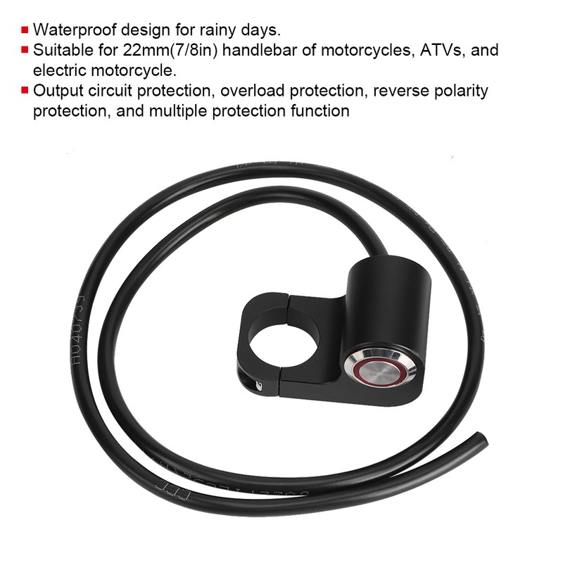 7/8in 22mm Modified Waterproof Steel LED Spotlight Handlebar Switch for