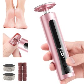 2-in-1 Electric Foot Callus Remover and Nail Filer. Cordless, with Digital Screen and 9 Adjustable speeds.（Flash Pink）