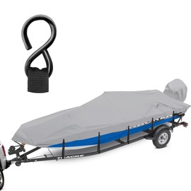 Cerumute Boat Cover with Heavy Duty Metal Buckle,1200D Waterproof Cover for Bass Boat 20-22ft,Hurricane Proof System Covers Suitable for Trailer,Mooring,Come with Motor Cover,Gray