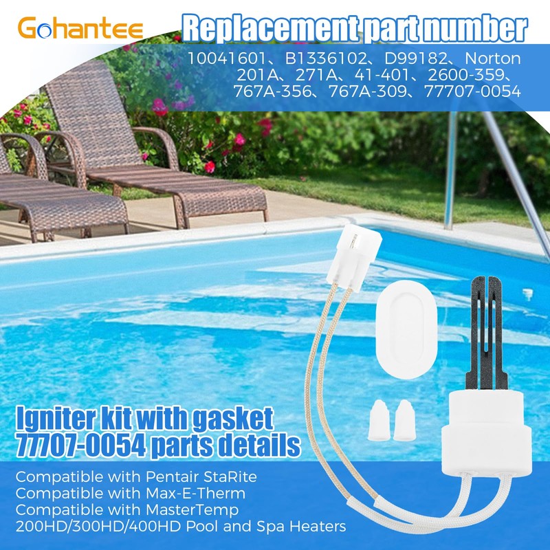 Gohantee 77707-0054 Igniter Gasket Kit, Pool Heater Igniter Kit Compatible