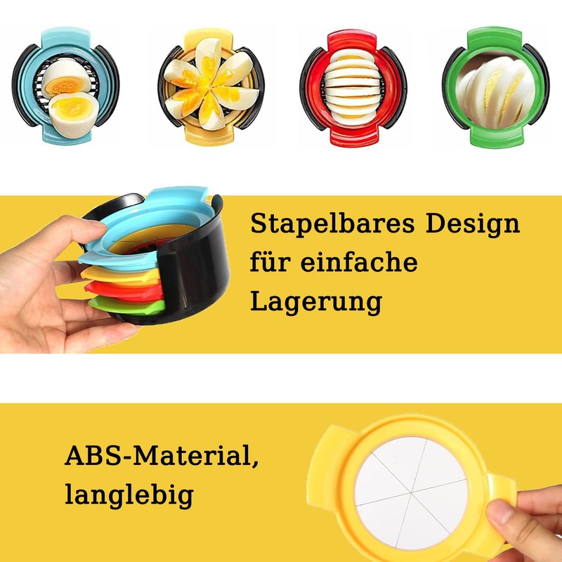 Eierschneider, 4 in 1 Eierschneider für Schneiden von Gekochten Eiern,