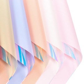 Oakbud 20 Sheets Double Sided Iridescent Flower Wrapping Paper,Waterproof Florist Bouquet Supplies,DIY Crafts,Gift Packaging or Gift Box Packaging, 22.8x22.8Inch (Purple)