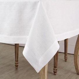 Solino Home White Linen Tablecloth - Fete 100% Pure Linen Table Cloth 54 x 72 Inch - Machine Washable Rectangle Tablecloth for Wedding, Parties, Spring, Mothers Day, Easter Decorations
