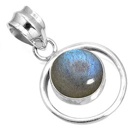 Jeweloporium 925 Silver Pendant for Women Gray Real Labradorite Gemstone Vintage Silver Pendant Necklace Christmas - Gift Solitaire Jewelry