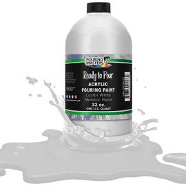 Pouring Masters Luster White Metallic Pearl Acrylic Ready to Pour Pouring Paint â Premium 32-Ounce Pre-Mixed Water-Based - for Canvas, Wood, Paper, Crafts, Tile, Rocks and More