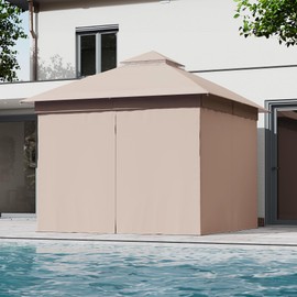 LAUSAINT HOME Gazebo Replacement Privacy Curtains 8'x8' with Zipper and 4-Panels Side Wall Universal Replacement for Backyard, Garden, Lawn, Smoke Gray