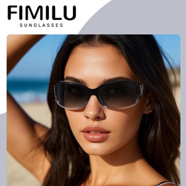 FIMILU（2Pack Polarized Sunglasses for Women Wrap Around Glasses Trendy Butterfly Decor Fashion Accessories UV400 Protection