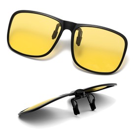 SULIVES Polarized Clip On Sunglasses for Men Women, Anti-Glare UV400 Protection Flip Up Sunglasses for Driving Travel Outdoor Sport, Yellow