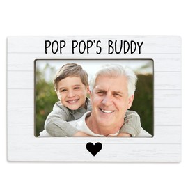 Hiuwevt Pop Pop Gifts Grandpa Gift 4x6 Picture Frame, Grandpa Gifts from Grandkids Grandson Photo Frame, Fathers Day Gift, Best Pop Pop Wooden Picture Frames for Wall or Tabletop Display